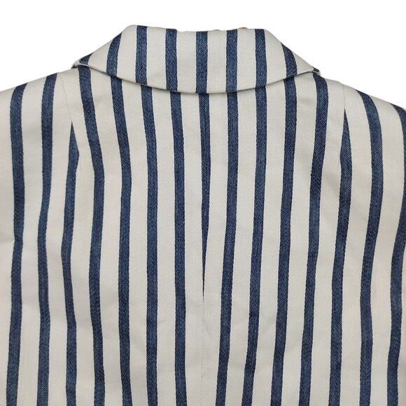 Carlisle Sport Blazer Jacket Womens 6 White Navy Striped Linen Blend Two Button - Picture 4 of 11